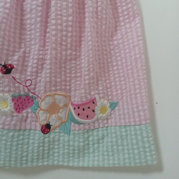 Vintage Sears Baby Pink Checkered Gingham Toddler Dress Sz 2T 24 Months Flower - Picture 4 of 15